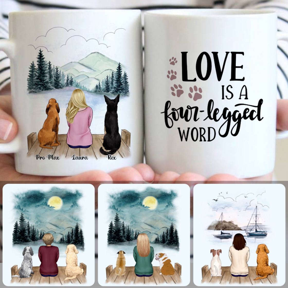 Personalized Mug, Creative Gifts For Best Friends Bestie, Girl & 2 Dogs Customized Coffee Mug With Names