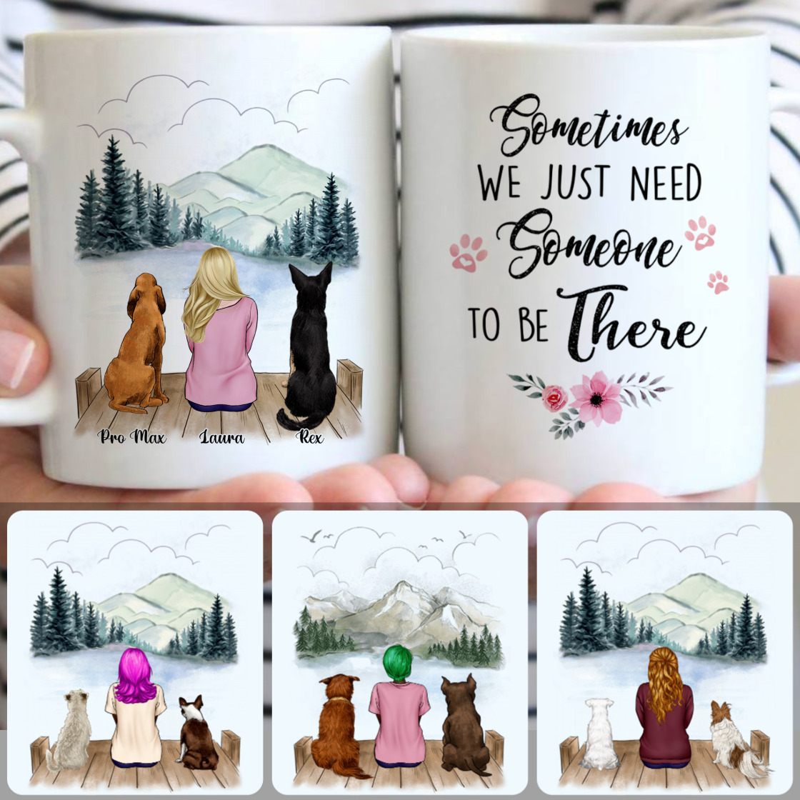 Personalized Mug, Special Gifts For Girlfriend, Girl & 2 Dogs Customized Coffee Mug With Names