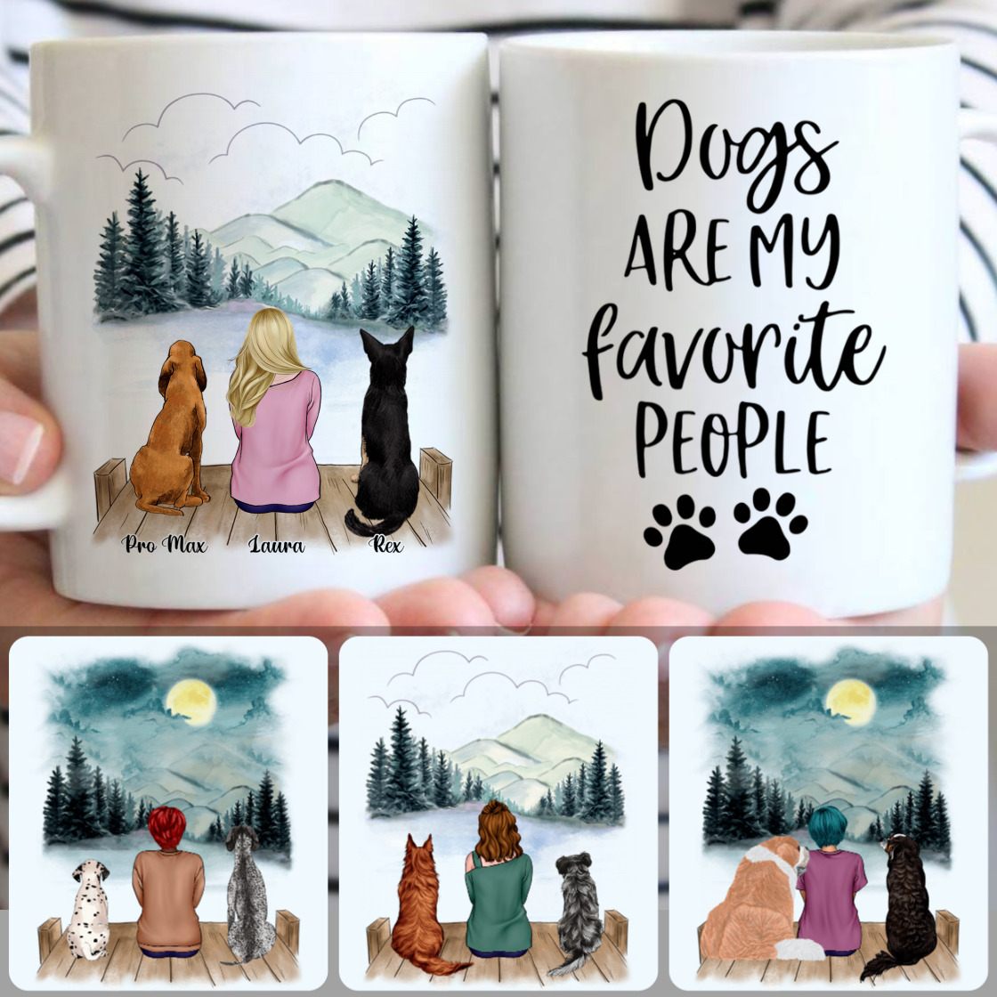 Personalized Mug, Unique Gifts For Dog Owner, Girl & 2 Dogs Customized Coffee Mug With Names