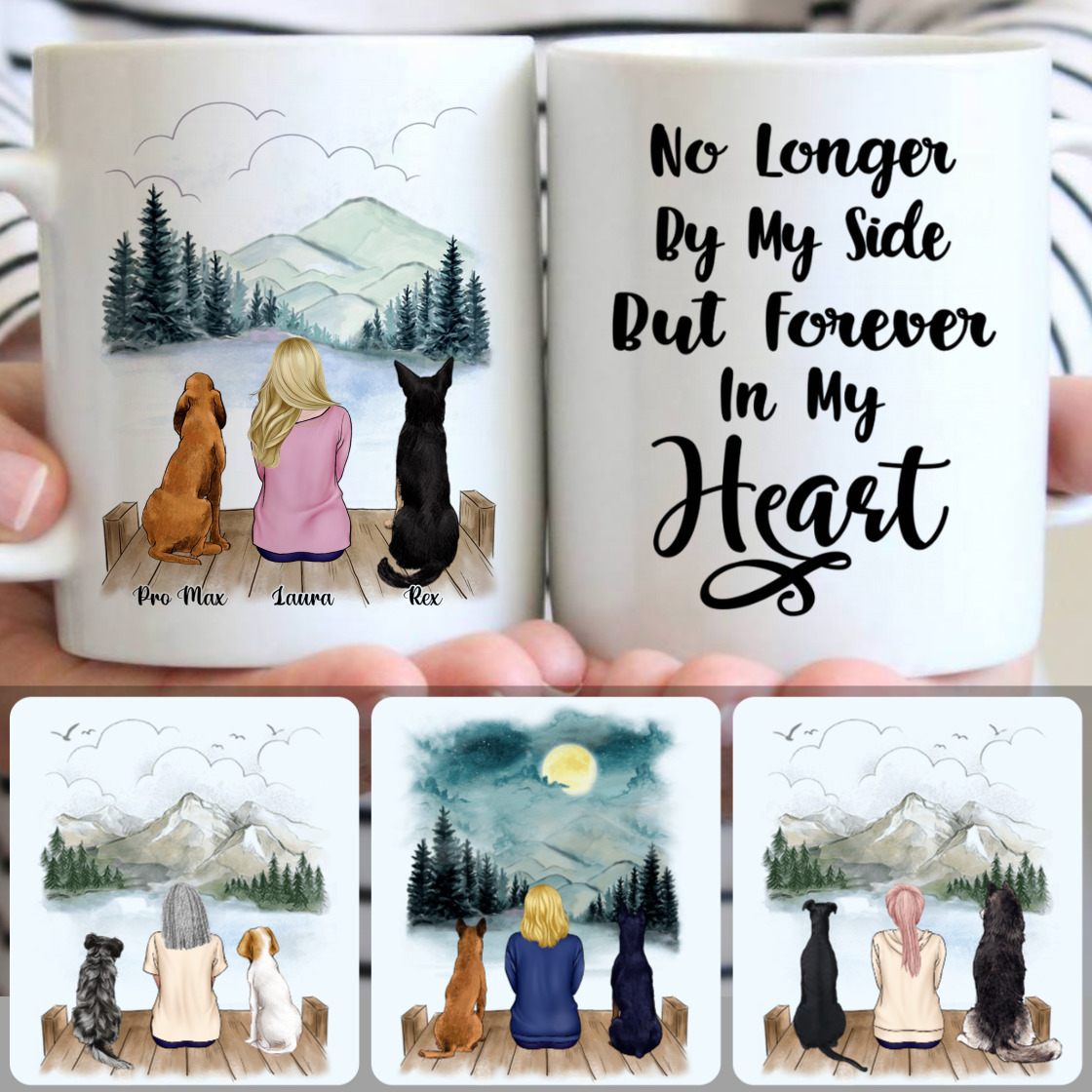 Personalized Mug, Memorial Gifts For Mother Mom, Girl & 2 Dogs Customized Coffee Mug With Names