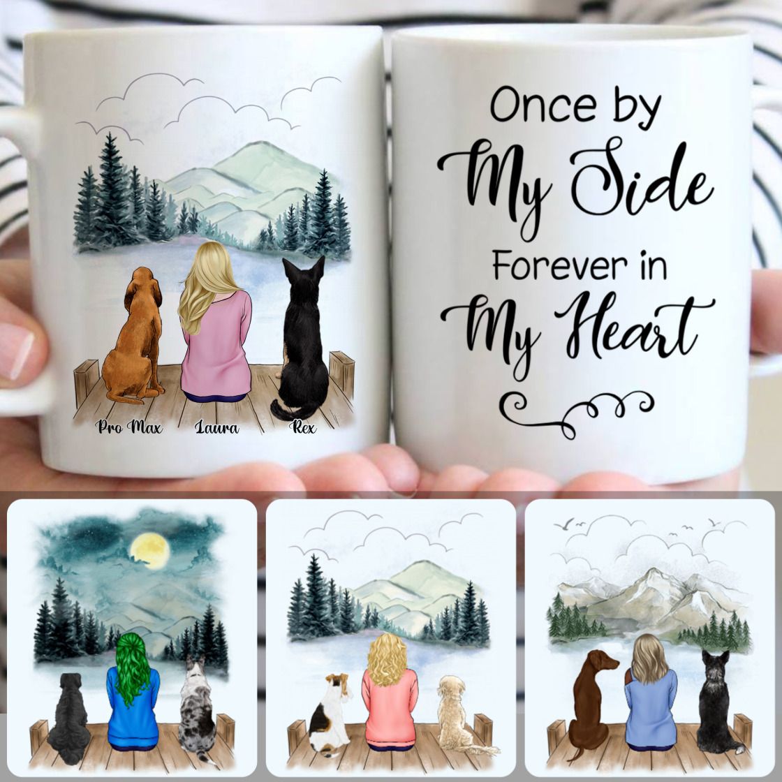 Personalized Mug, Meaningful Gifts For Grandma Nana Grandmother, Girl & 2 Dogs Customized Coffee Mug With Names