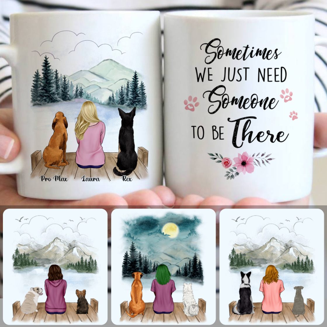 Personalized Mug, Perfect Gifts For Sisters, Girl & 2 Dogs Customized Coffee Mug With Names