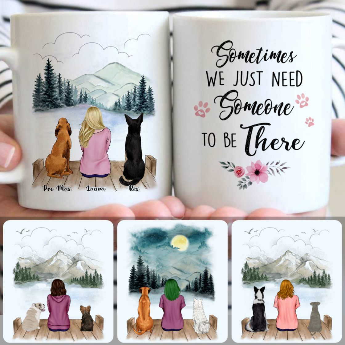 Personalized Mug, Perfect Gifts For Sisters, Girl & 2 Dogs Customized Coffee Mug With Names Personalized Mug, Perfect Gifts For Sisters, Girl & 2 Dogs Customized Coffee Mug With Names