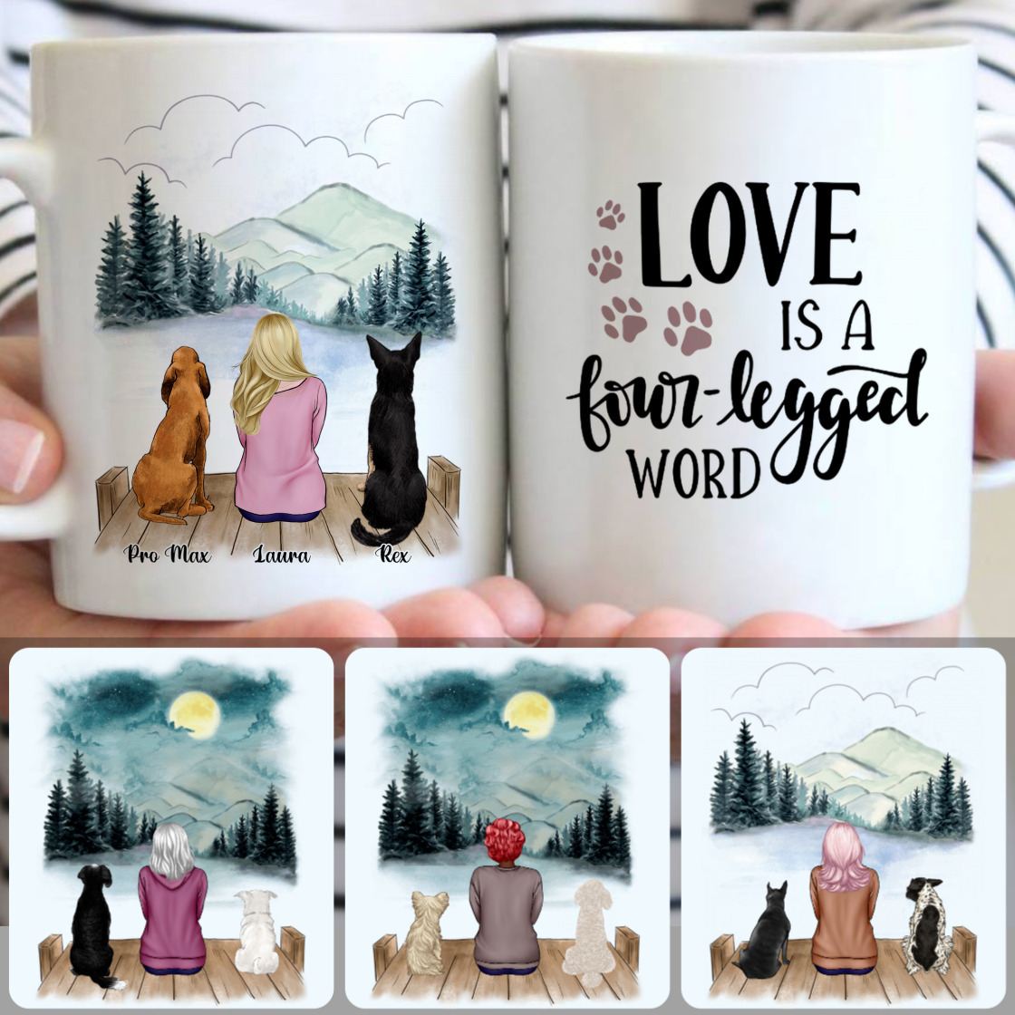 Personalized Mug, Best Gifts For Dog Mom, Girl & 2 Dogs Customized Coffee Mug With Names