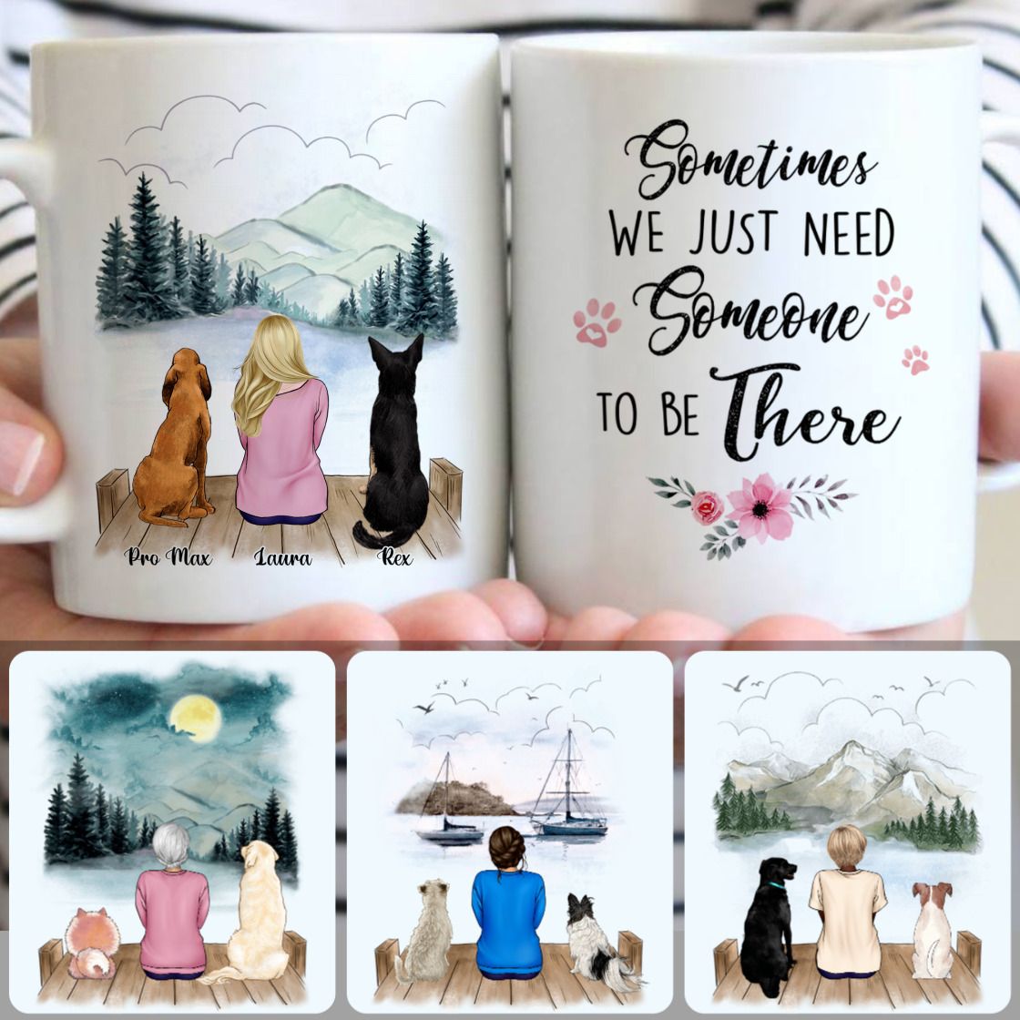 Personalized Mug, Special Gifts For Dog Lovers, Girl & 2 Dogs Customized Coffee Mug With Names