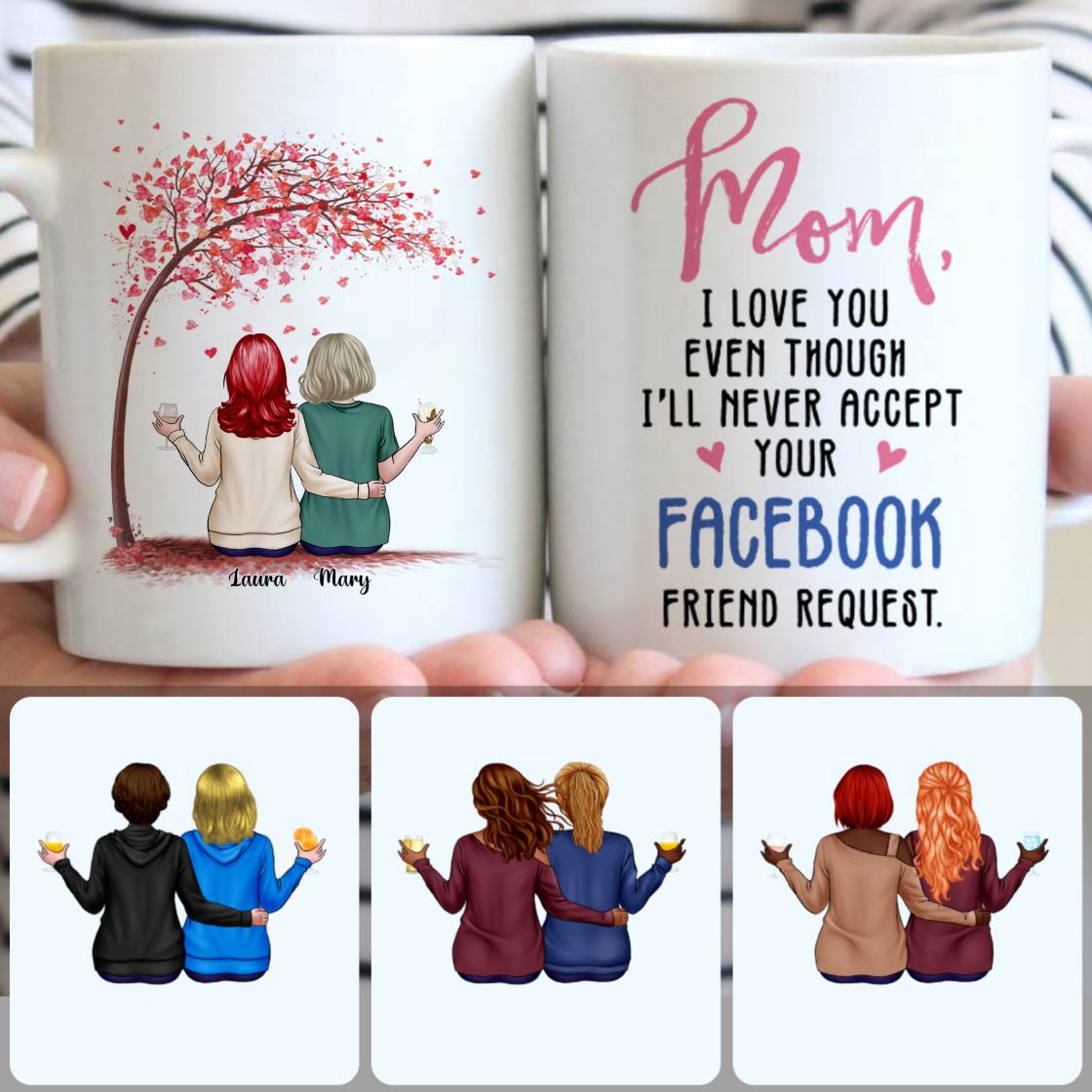 Personalized Mug, Best Gifts For Mom, Mother & Daughter Customized Coffee Mug With Names