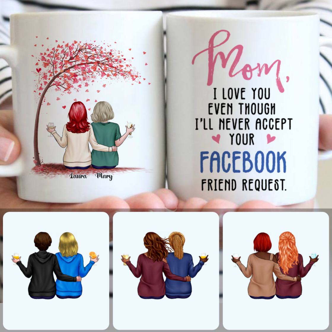 Personalized Mug, Best Gifts For Mom, Mother & Daughter Customized Coffee Mug With Names Personalized Mug, Best Gifts For Mom, Mother & Daughter Customized Coffee Mug With Names