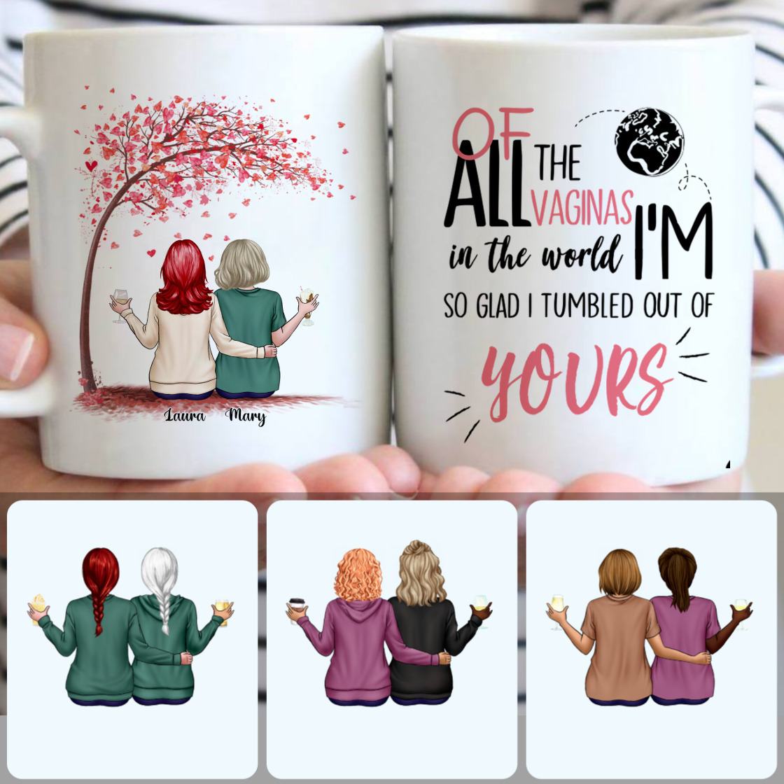 Personalized Mug, Meaningful Gifts For Stepmom, Mother & Daughter Customized Coffee Mug With Names