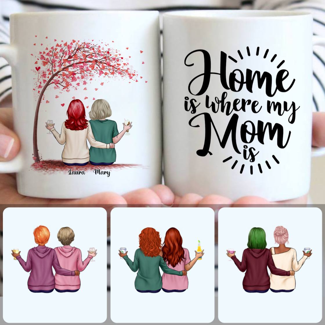 Personalized Mug, Memorial Gifts For Mom, Mother & Daughter Customized Coffee Mug With Names