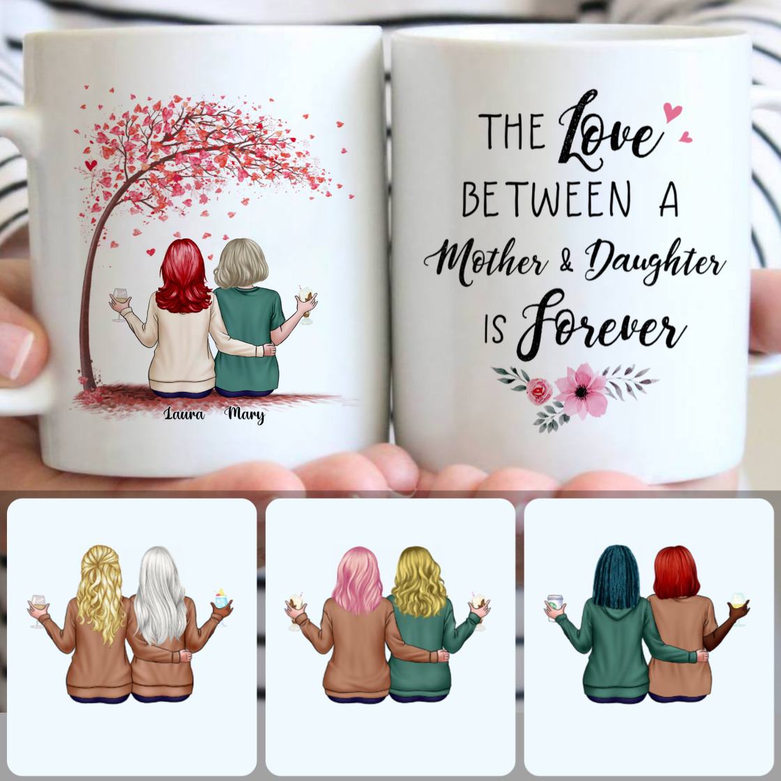 Personalized Mug, Memorial Mother's Day Gifts, Mother & Daughter Customized Coffee Mug With Names