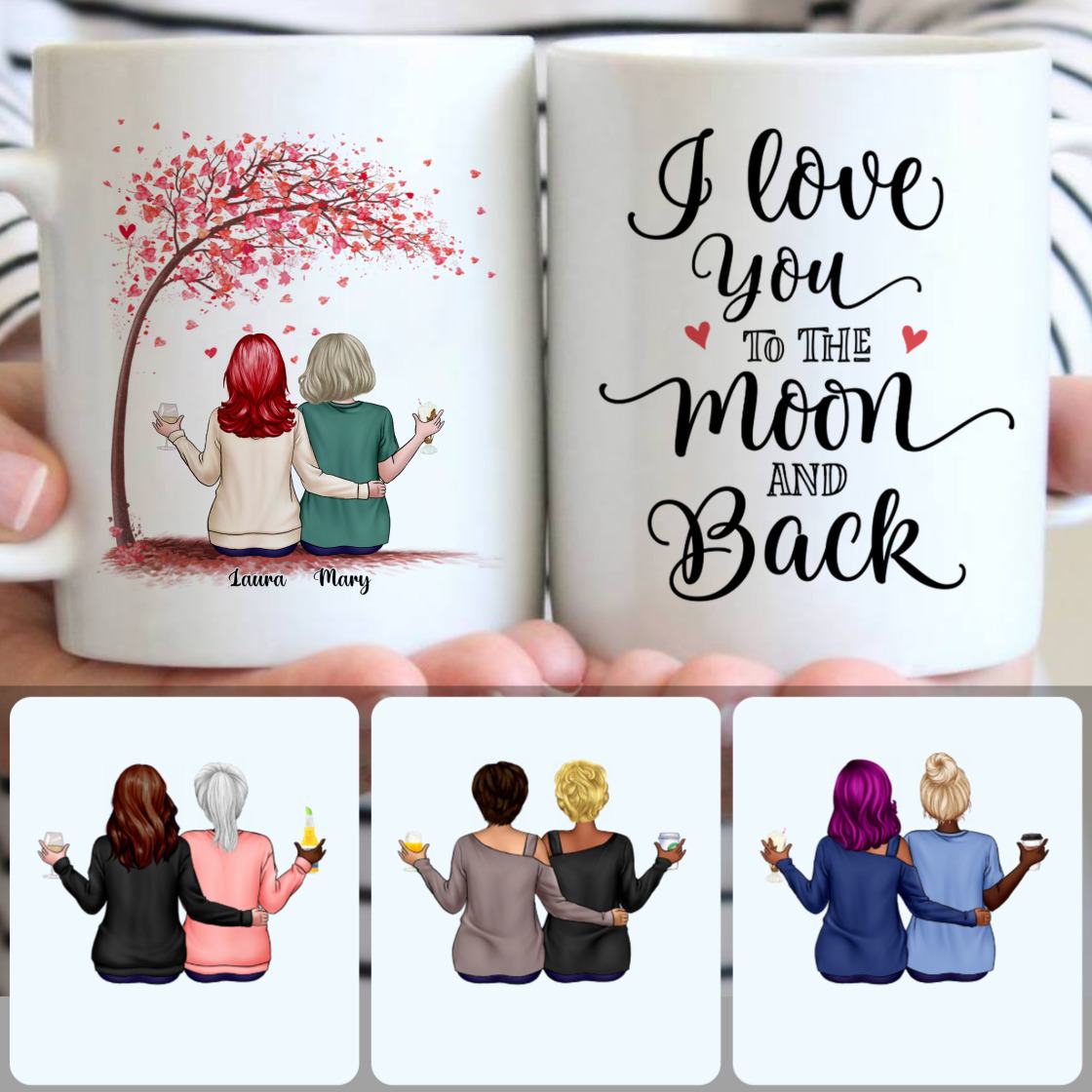 Personalized Mug, Unique Gifts For Mom, Mother & Daughter Customized Coffee Mug With Names