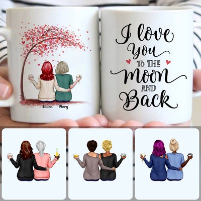 Mother & Daughter Customized Coffee Mug With Names, Personalized Mug, Unique Gifts For Mom