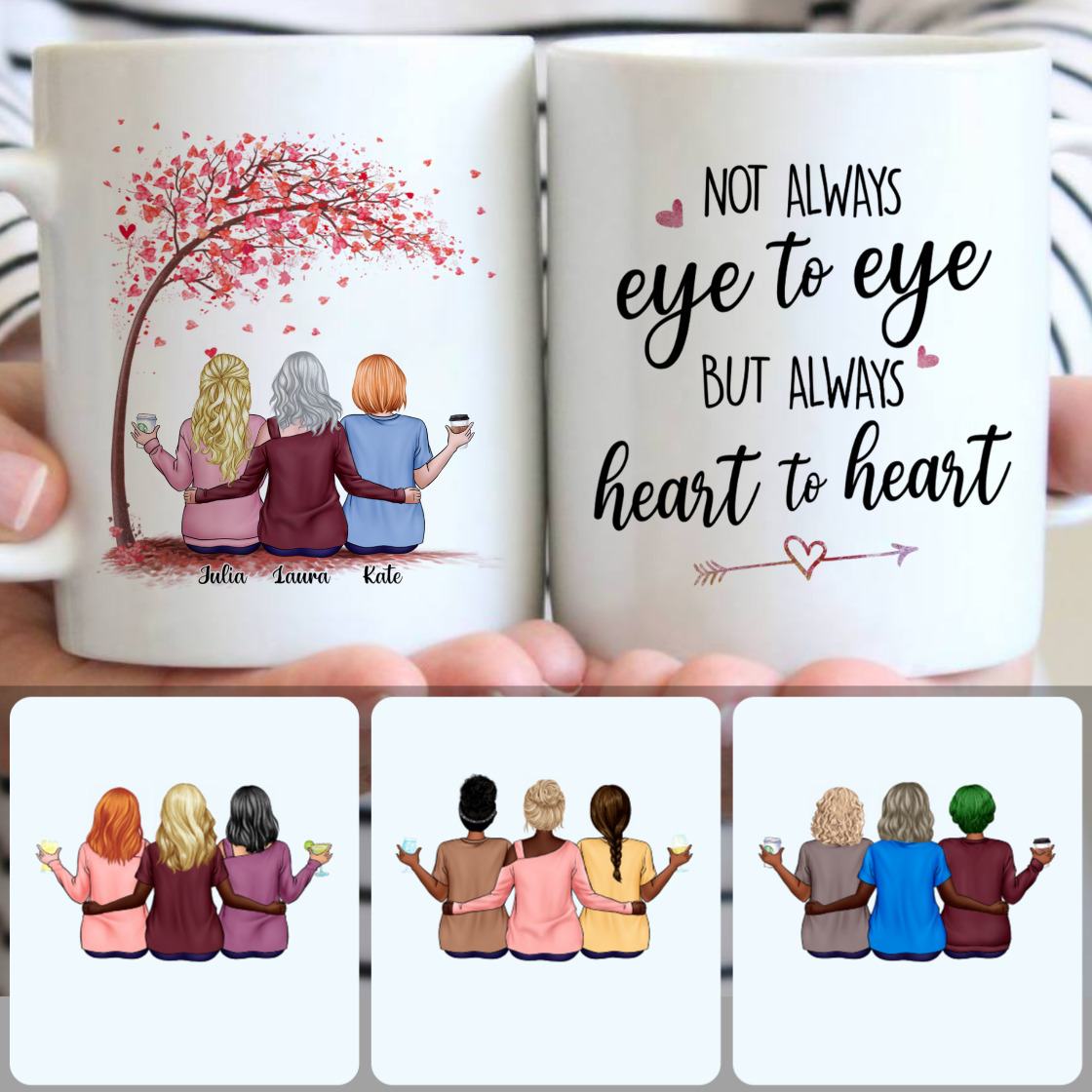 Personalized Mug, Unique Gifts For Daughters, Mother & 2 Daughters Customized Coffee Mug With Names