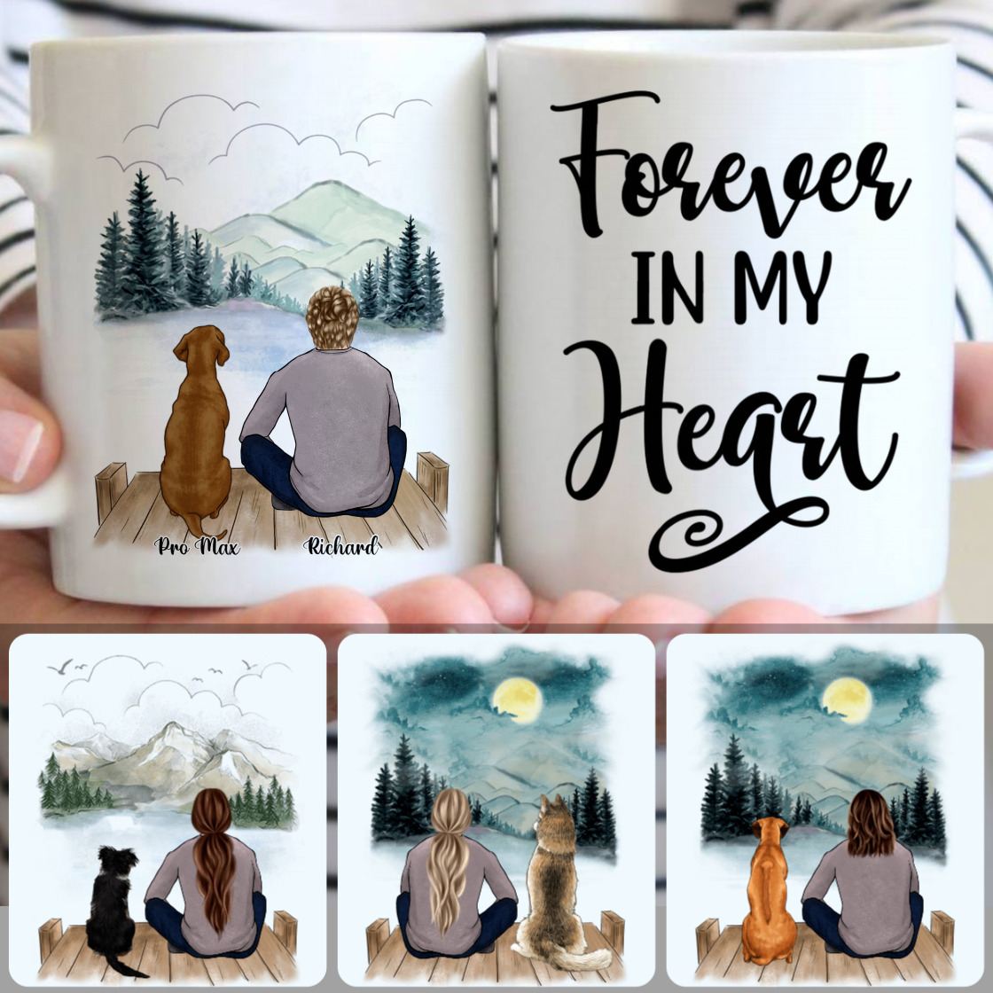 Personalized Mug, Best Gifts For Dog Dad, Man & Dog Customized Coffee Mug With Names