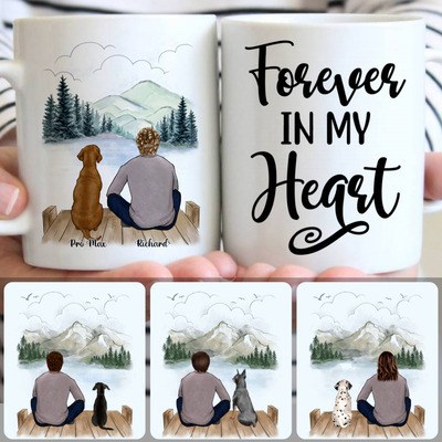 Man & Dog Customized Coffee Mug With Names, Personalized Mug, Memorial Gifts For Brothers