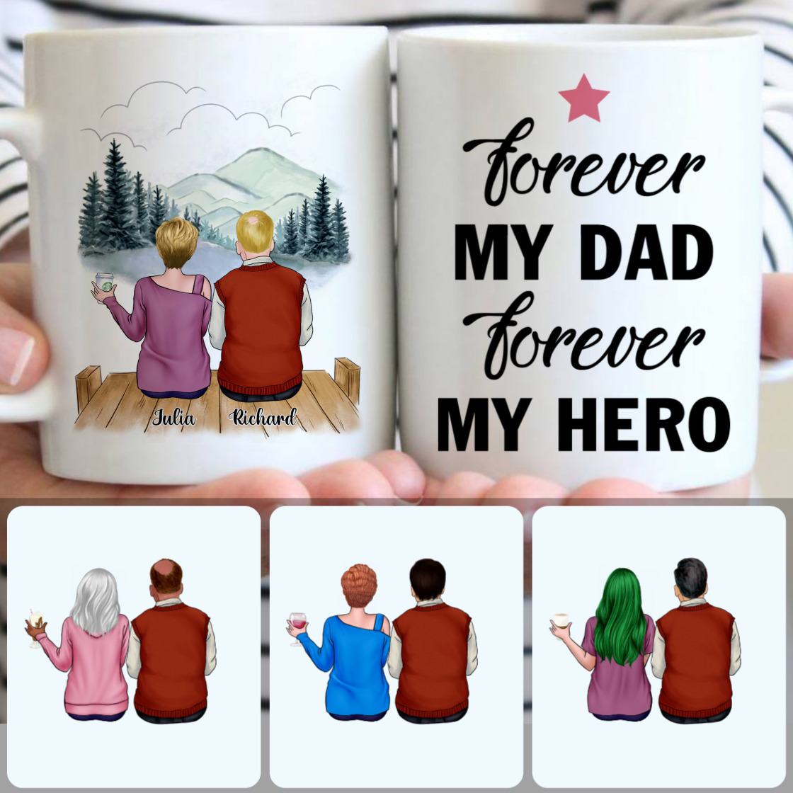 Personalized Mug, Special Gifts For Dad Papa, Father & Daughter Customized Coffee Mug With Names