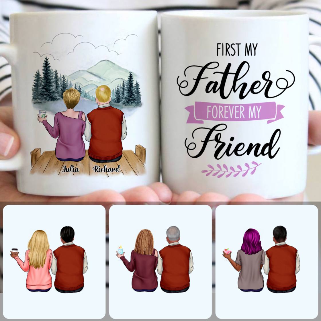 Personalized Mug, Perfect Gifts For Dad Papa, Father & Daughter Customized Coffee Mug With Names