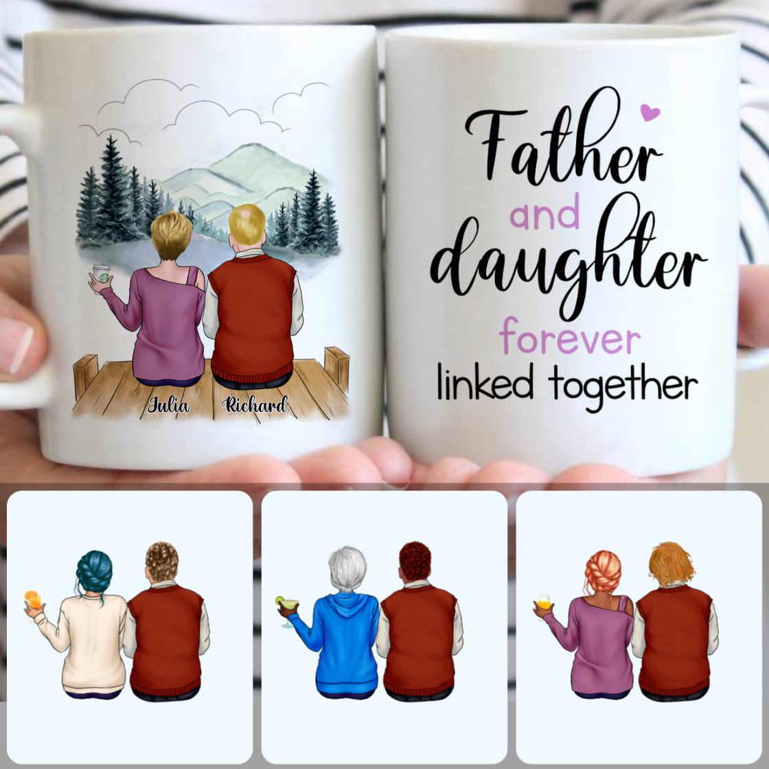 Personalized Mug, Best Gifts For Dad Papa, Father & Daughter Customized Coffee Mug With Names