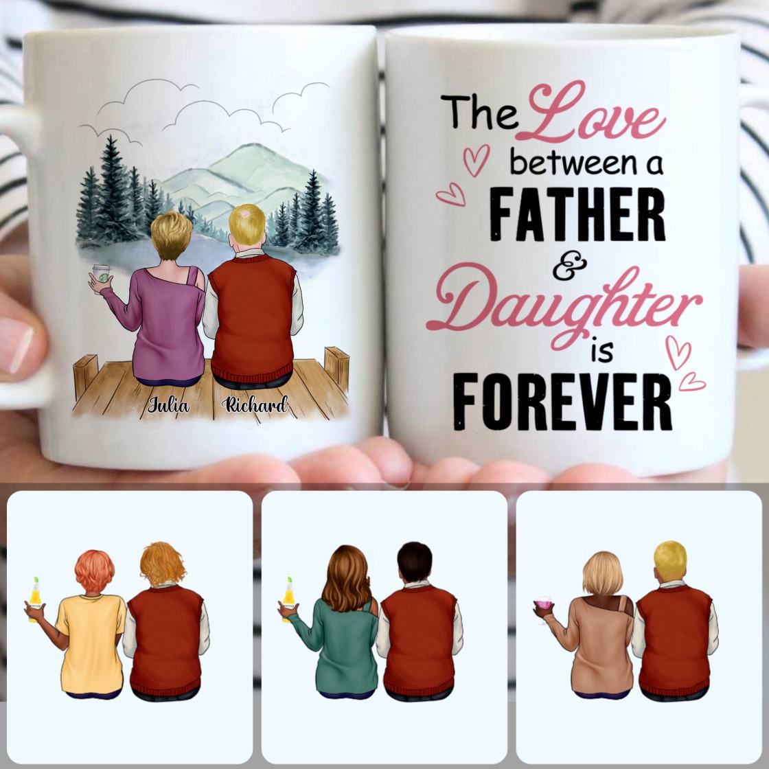 Personalized Mug, Special Father's Day Gifts, Father & Daughter Customized Coffee Mug With Names