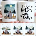 Personalized Mug, Special Gifts For Brothers, Man & 2 Cats Customized Coffee Mug With Names Personalized Mug, Special Gifts For Brothers, Man & 2 Cats Customized Coffee Mug With Names