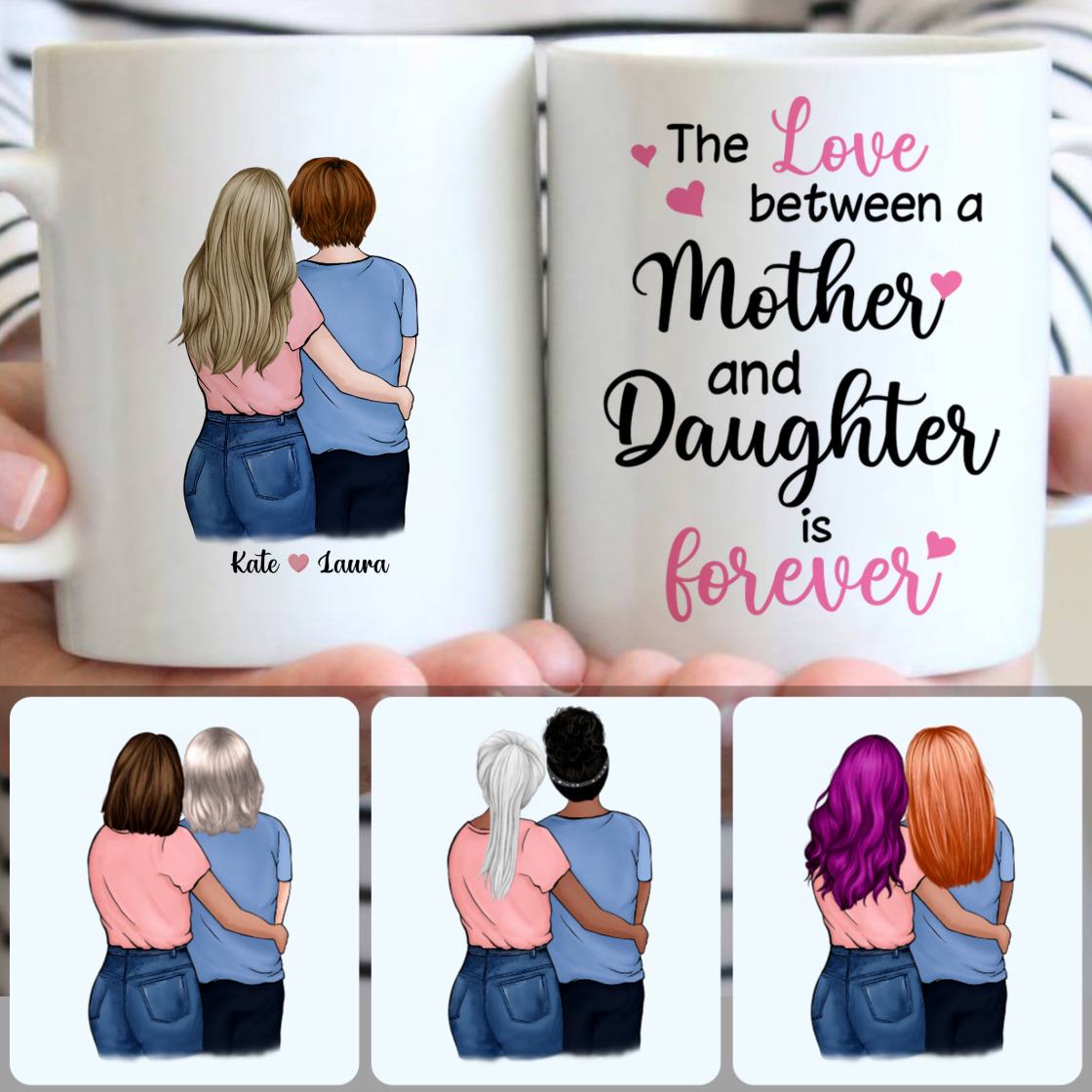 Personalized Mug, Meaningful Gifts For Mom, Mother & Daughter Customized Coffee Mug With Names Personalized Mug, Meaningful Gifts For Mom, Mother & Daughter Customized Coffee Mug With Names