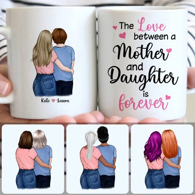 Mother & Daughter Customized Coffee Mug With Names, Personalized Mug, Meaningful Gifts For Mom