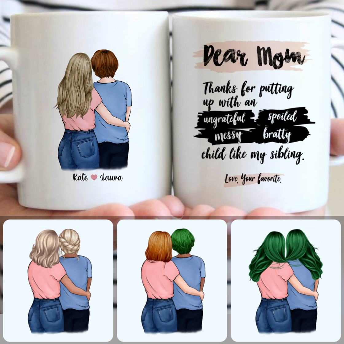 Personalized Mug, Perfect Gifts For Mom, Mother & Daughter Customized Coffee Mug With Names