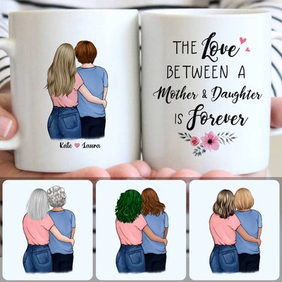 Mother & Daughter Customized Coffee Mug With Names, Personalized Mug, Best Gifts For Mom