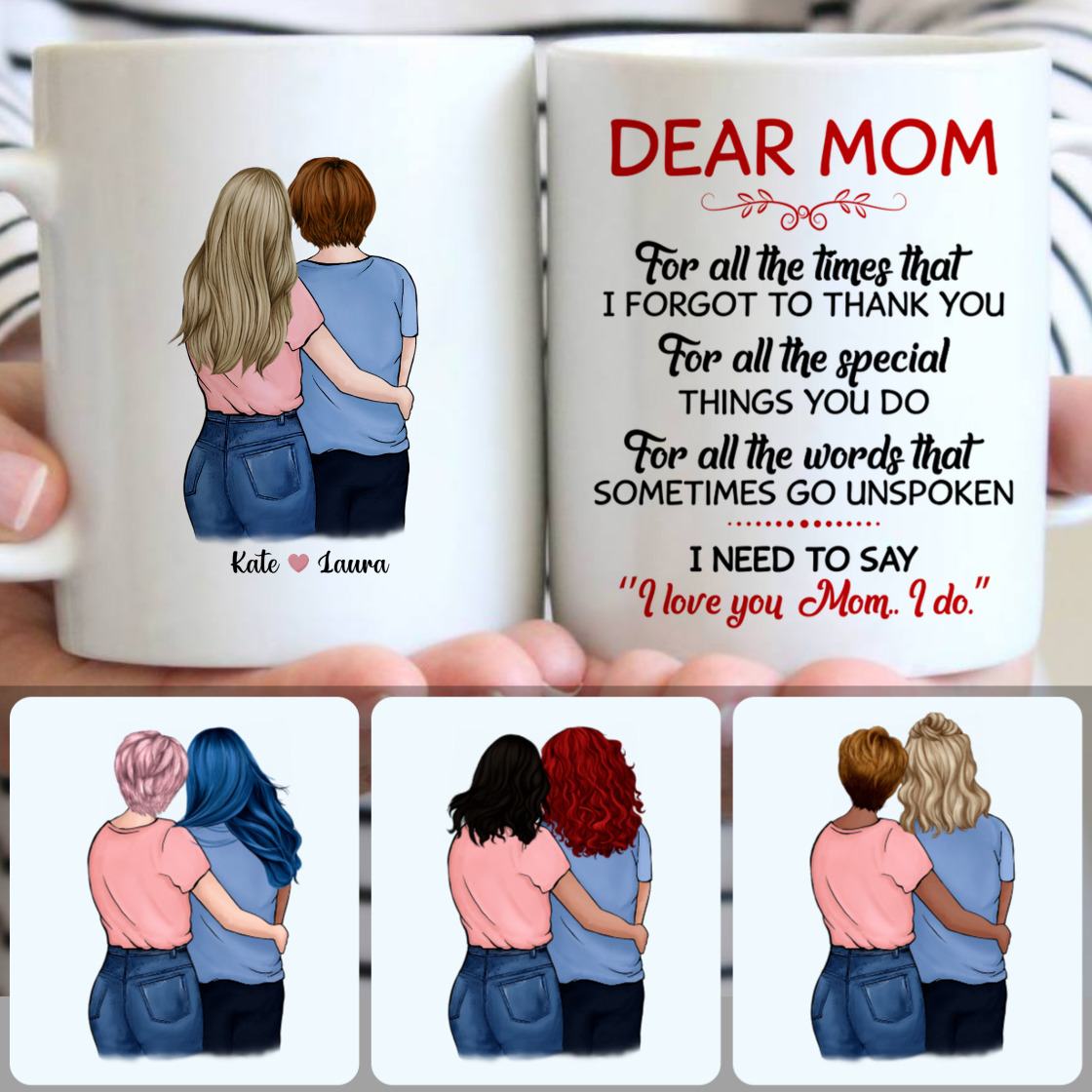 Personalized Mug, Meaningful Mother's Day Gifts, Mother & Daughter Customized Coffee Mug With Names