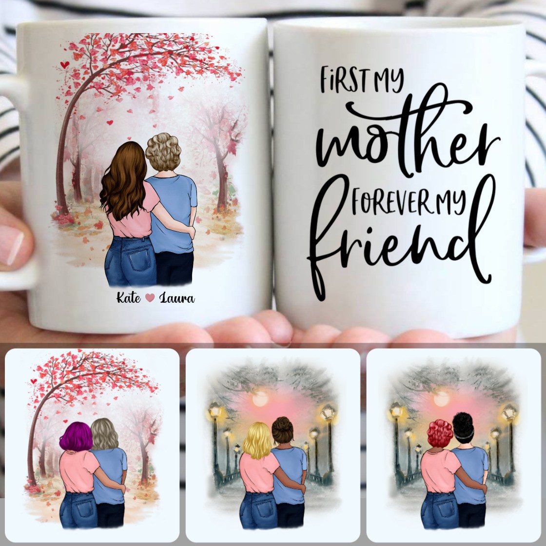 Personalized Mug, Memorial Mother's Day Gifts, Mother & Daughter Customized Coffee Mug With Names