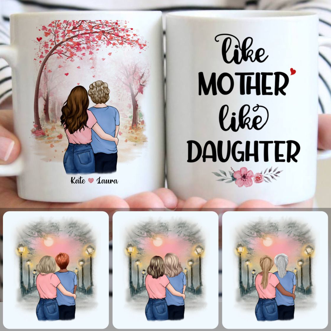 Personalized Mug, Special Gifts For Mom, Mother & Daughter Customized Coffee Mug With Names