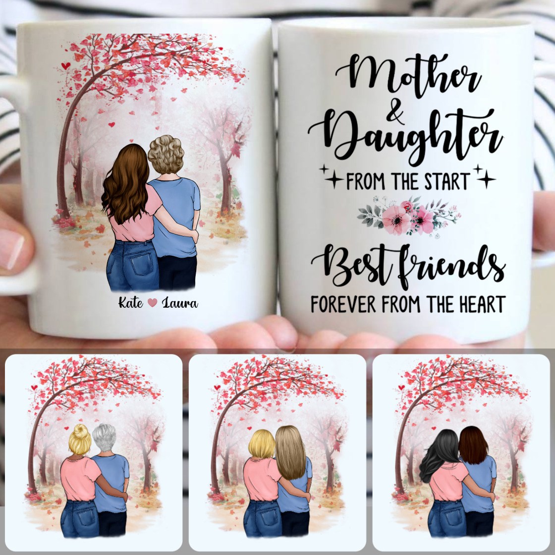 Personalized Mug, Unique Gifts For Mom, Mother & Daughter Customized Coffee Mug With Names