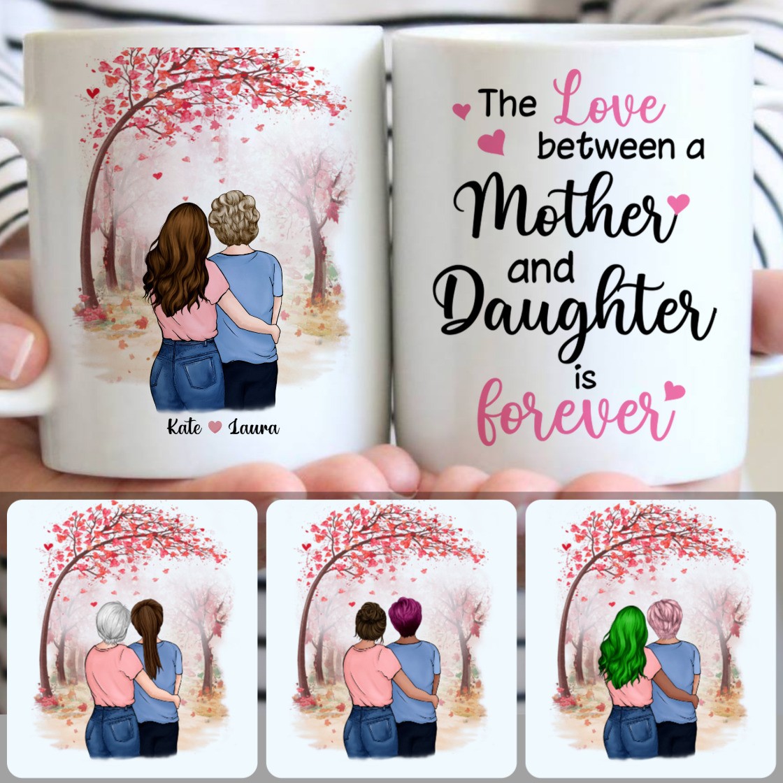 Personalized Mug, Meaningful Gifts For Mom, Mother & Daughter Customized Coffee Mug With Names