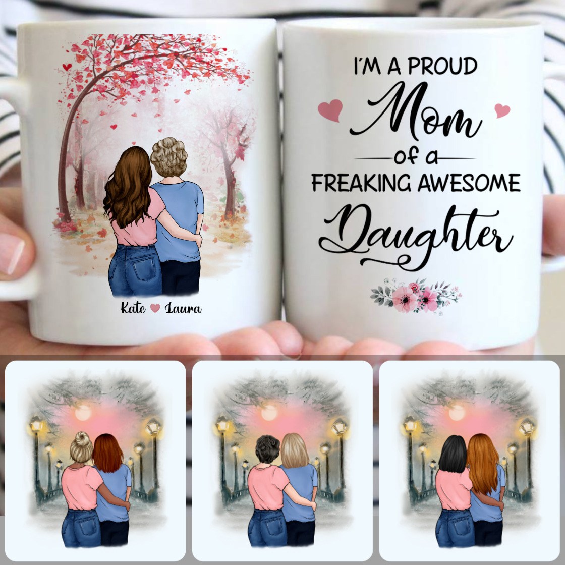 Personalized Mug, Creative Gifts For Daughters, Mother & Daughter Customized Coffee Mug With Names