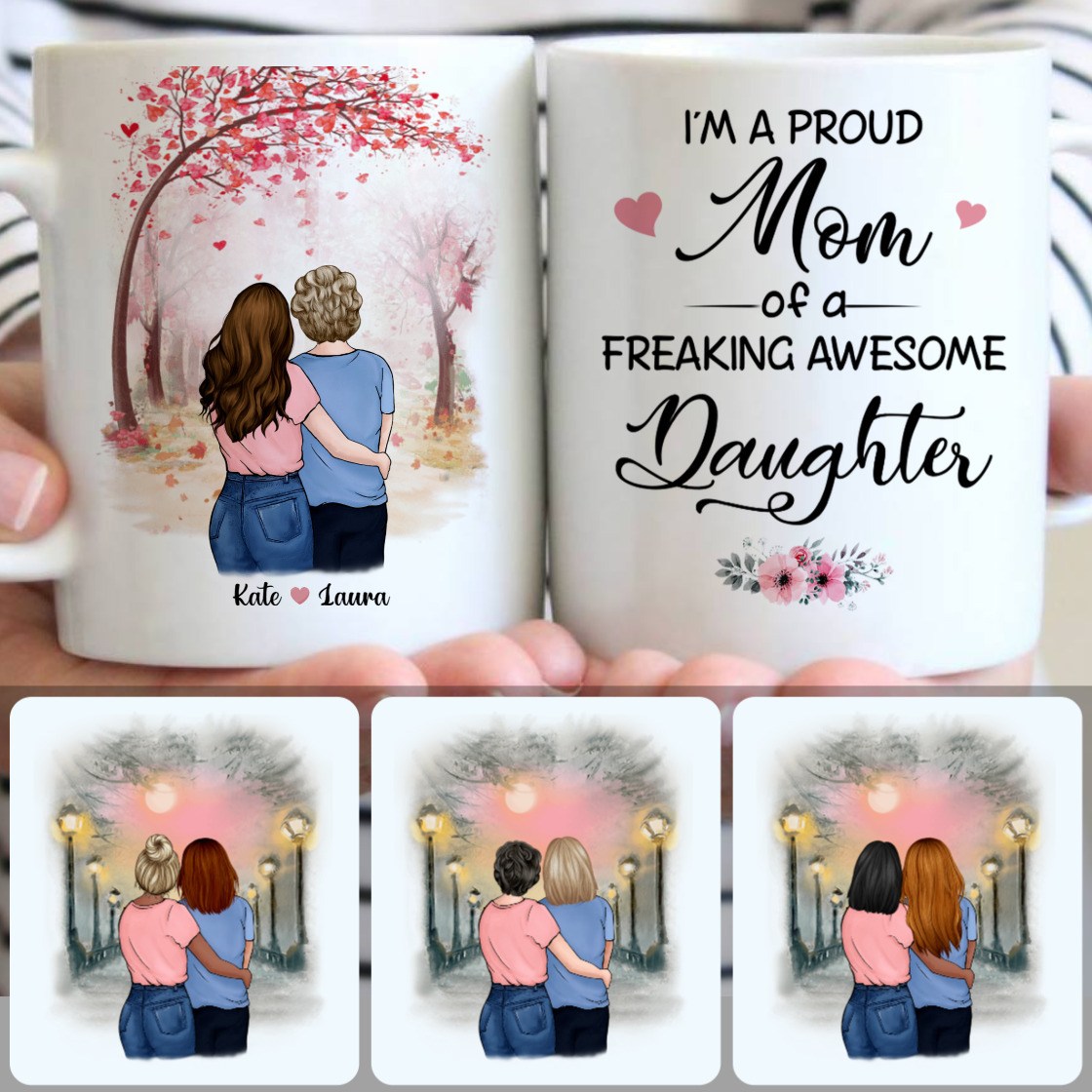 Personalized Mug, Creative Gifts For Daughters, Mother & Daughter Customized Coffee Mug With Names Personalized Mug, Creative Gifts For Daughters, Mother & Daughter Customized Coffee Mug With Names