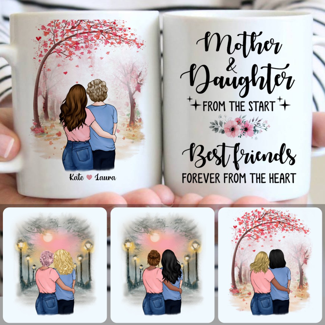 Personalized Mug, Unique Gifts For Stepmom, Mother & Daughter Customized Coffee Mug With Names