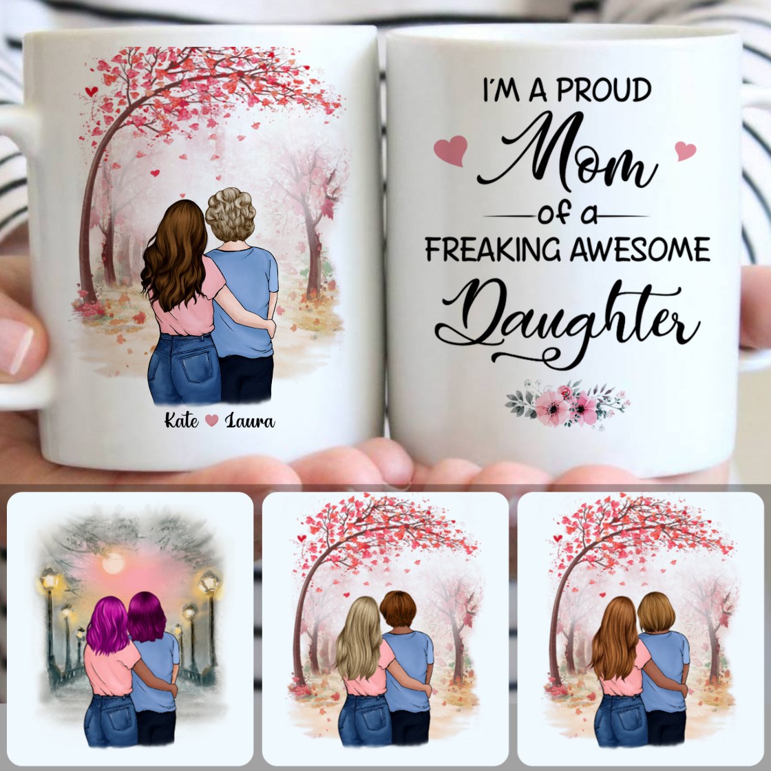Personalized Mug, Special Gifts For Mom, Mother & Daughter Customized Coffee Mug With Names