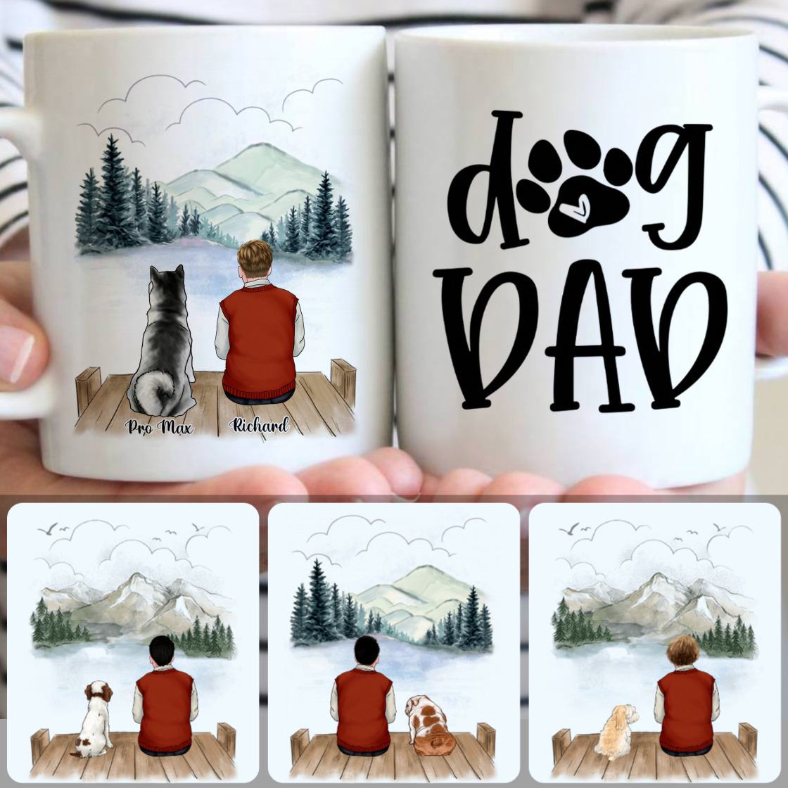 Personalized Mug, Perfect Gifts For Dog Owner Lovers, Old Man & Dog Customized Coffee Mug With Names