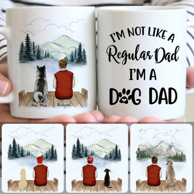 Old Man & Dog Customized Coffee Mug With Names, Personalized Mug, Meaningful Gifts For Brothers