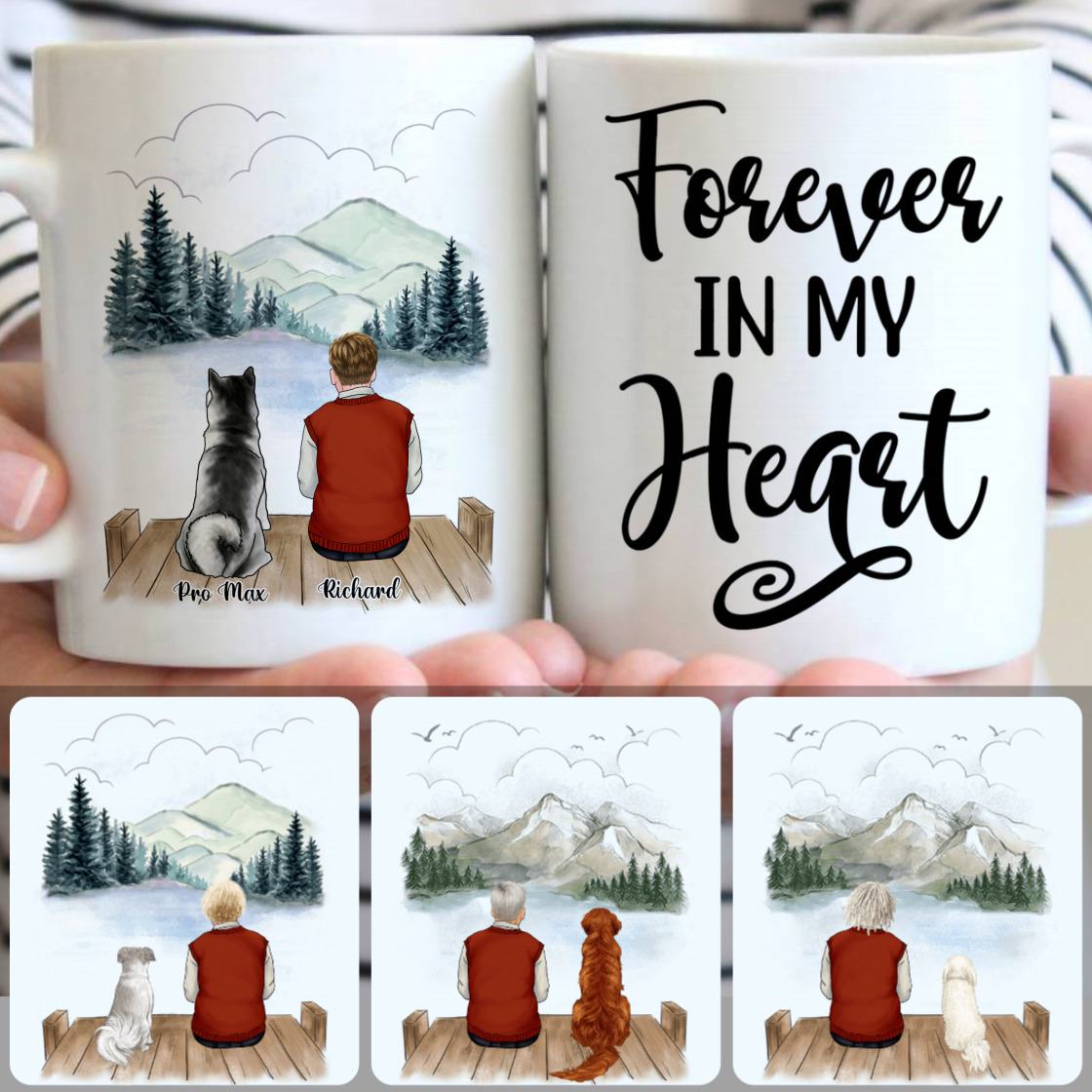 Personalized Mug, Special Gifts For Grandpa Grandfather, Old Man & Dog Customized Coffee Mug With Names