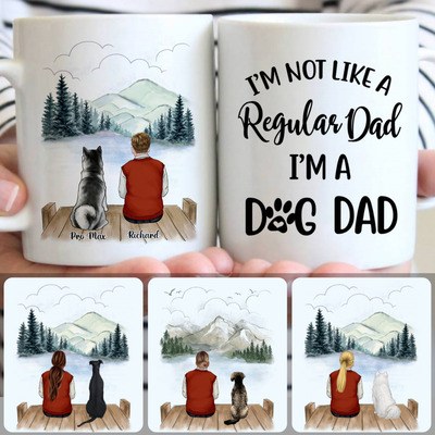 Old Man & Dog Customized Coffee Mug With Names, Personalized Mug, Best Gifts For Dog Dad