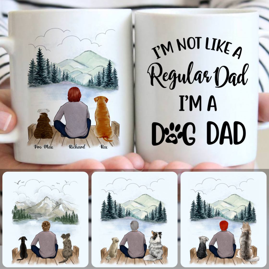 Personalized Mug, Creative Gifts For Dog Dad, Man & 2 Dogs Customized Coffee Mug With Names