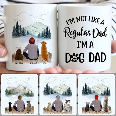 Man & 2 Dogs Customized Coffee Mug With Names, Personalized Mug, Creative Gifts For Dog Dad Man & 2 Dogs Customized Coffee Mug With Names, Personalized Mug, Creative Gifts For Dog Dad