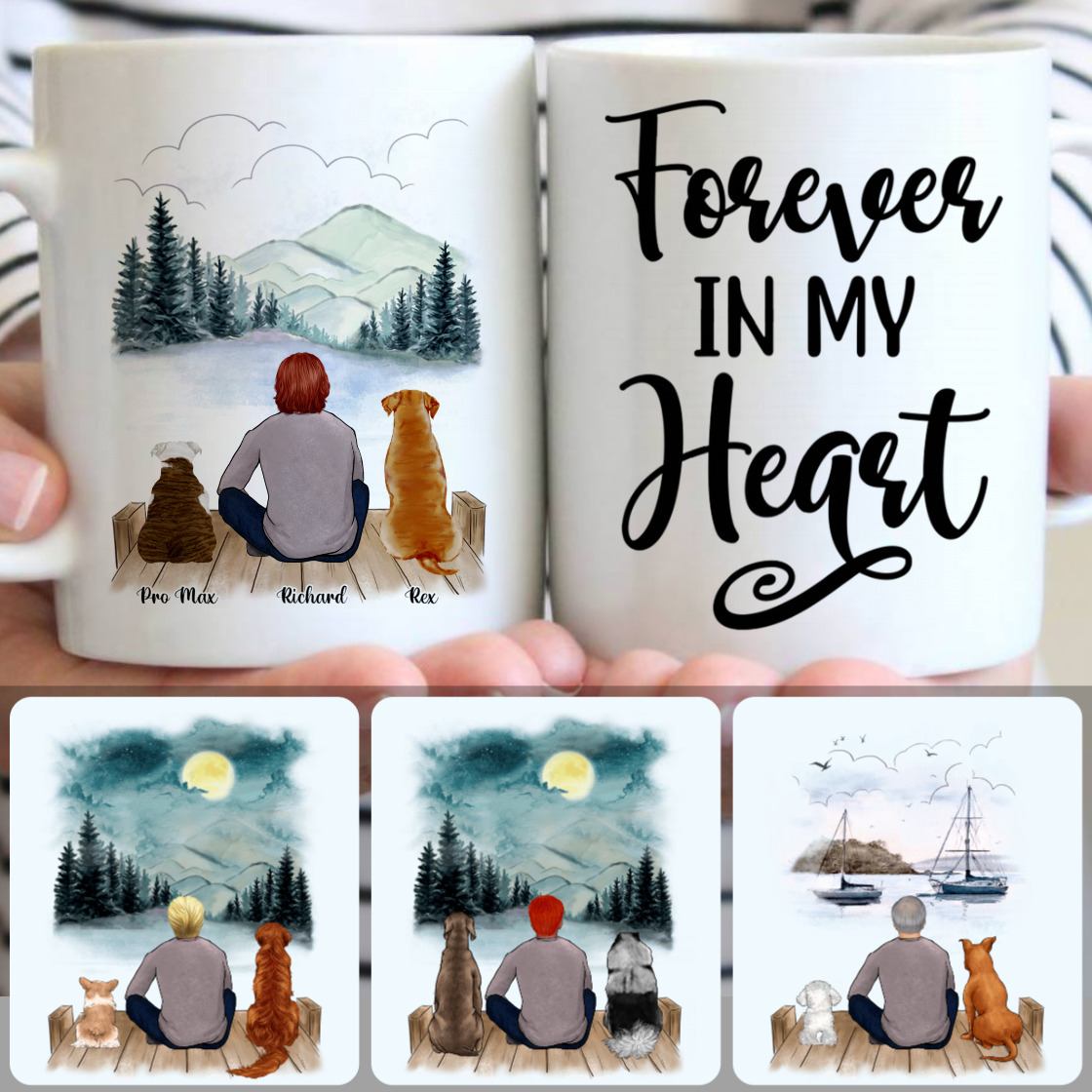 Personalized Mug, Perfect Gifts For Him Husband Boyfriend, Man & 2 Dogs Customized Coffee Mug With Names
