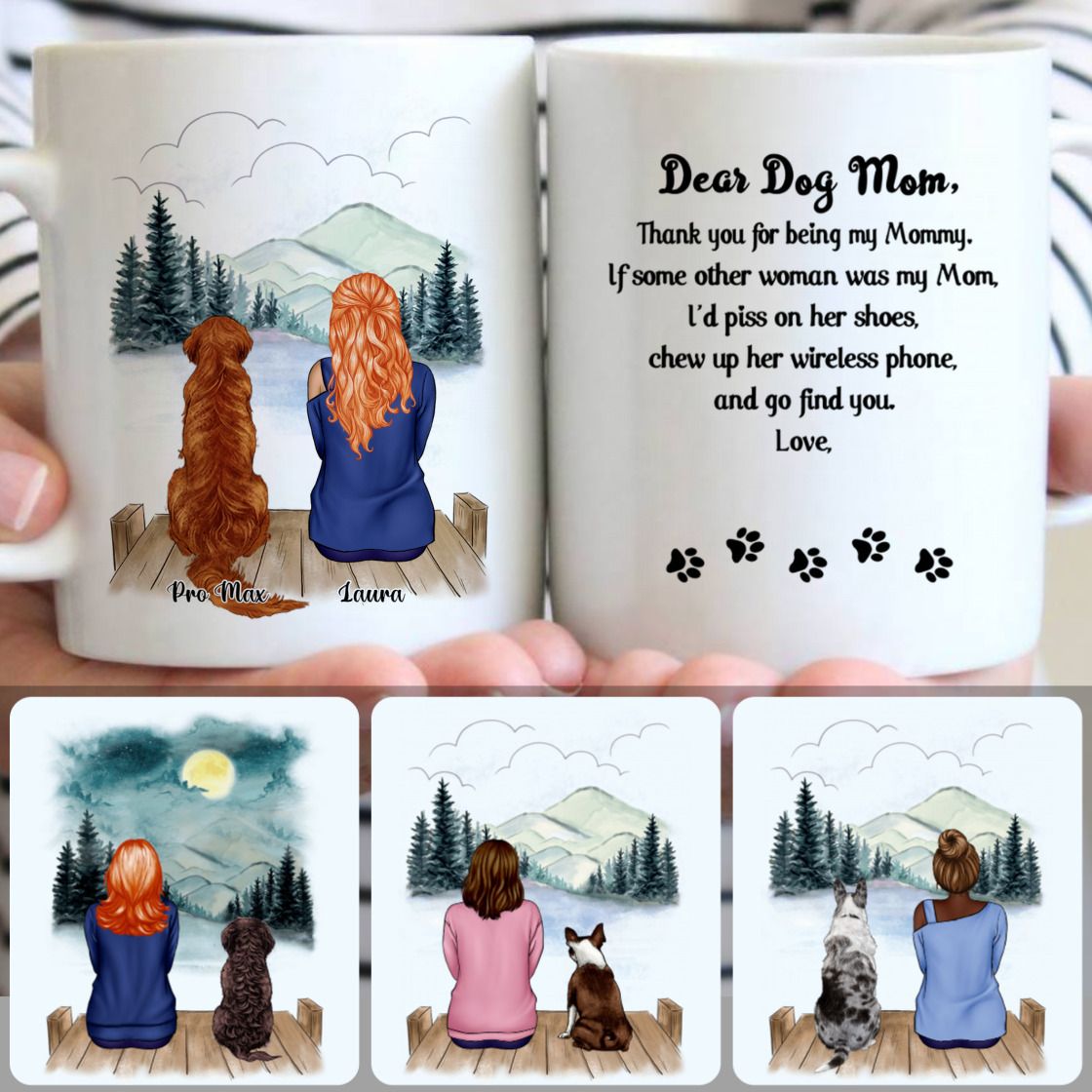 Personalized Mug, Meaningful Birthday Gifts, Girl & Dog Customized Coffee Mug With Names