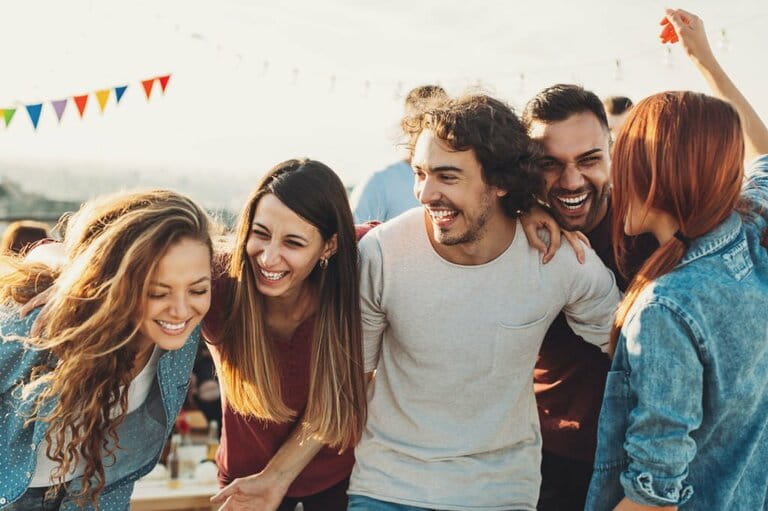 The group ecstatically enjoyed the party The group ecstatically enjoyed the party