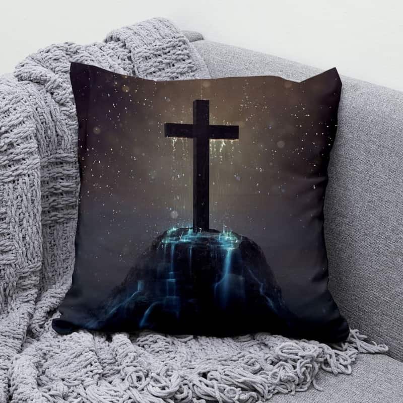 Cross On The Hill Christian Religious Faith Pillow