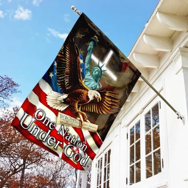 One Nation Under God Christian Cross Eagle Religious Christian Garden Flag