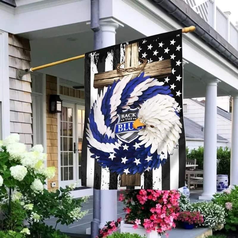 The Blue Eagle Wreath Christian Cross Religious Christian Garden Flag