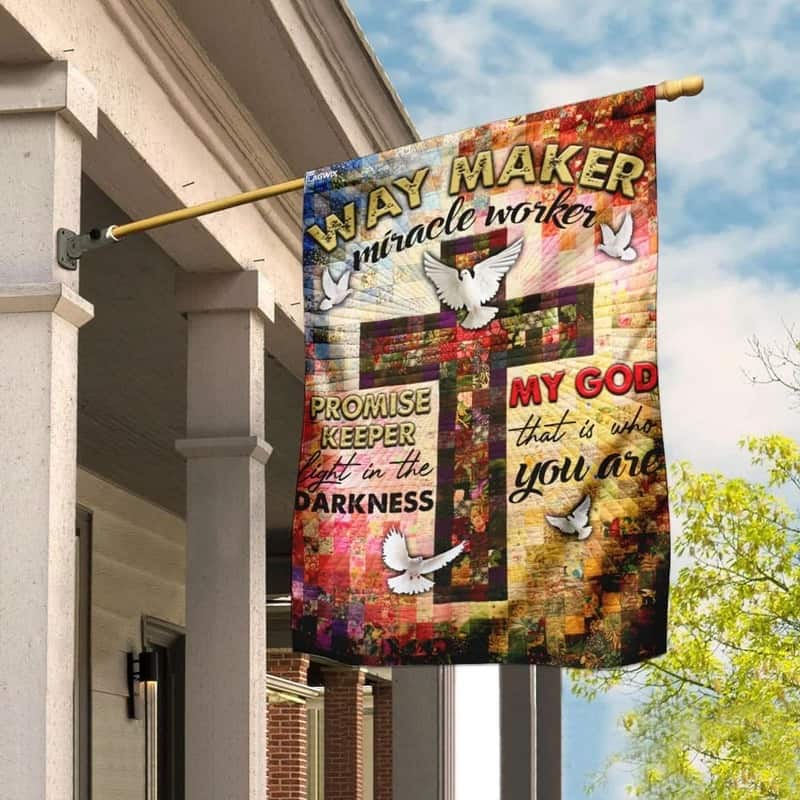 Way Maker Miracle Worker Jesus Christ Cross Religious Christian Garden Flag